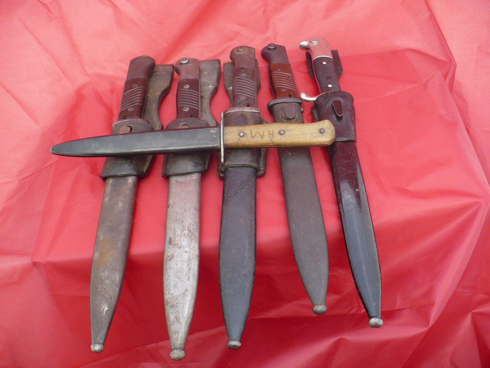 WWII German K98 bayonets and boot knife