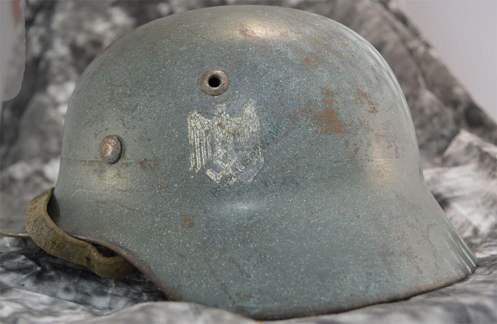 WW2 German M35 Heer helmet — salty field-used example