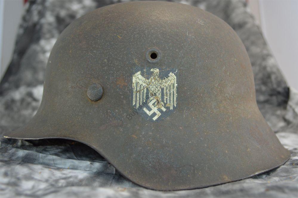 WWII German M42 Heer helmet — salty late war example