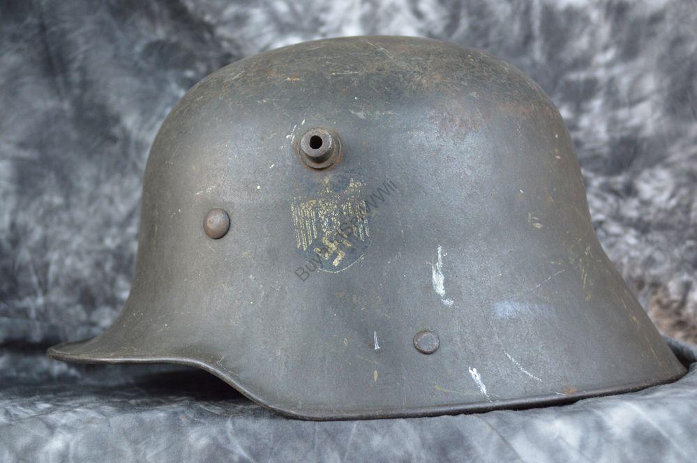 WWII German Heer transitional helmet — ET64 Ed Strache decal