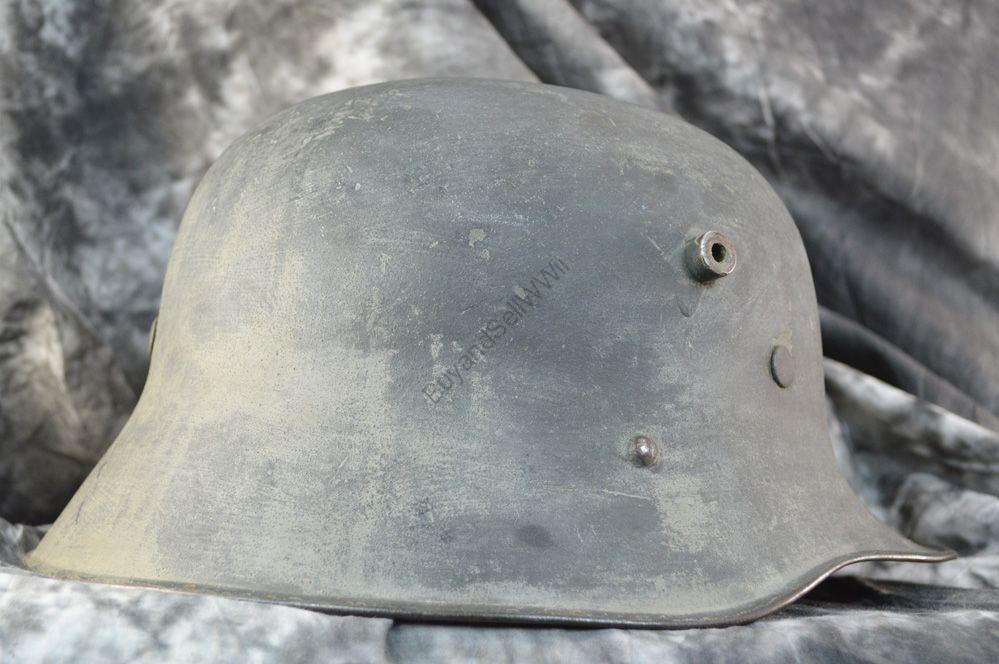 WWII German transitional Heer helmet with whitewash camo — side view