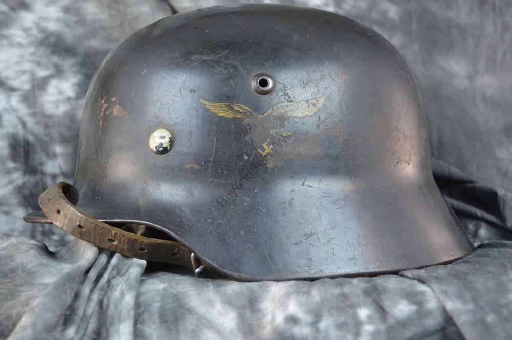 WW2 Luftwaffe helmet with original chinstrap