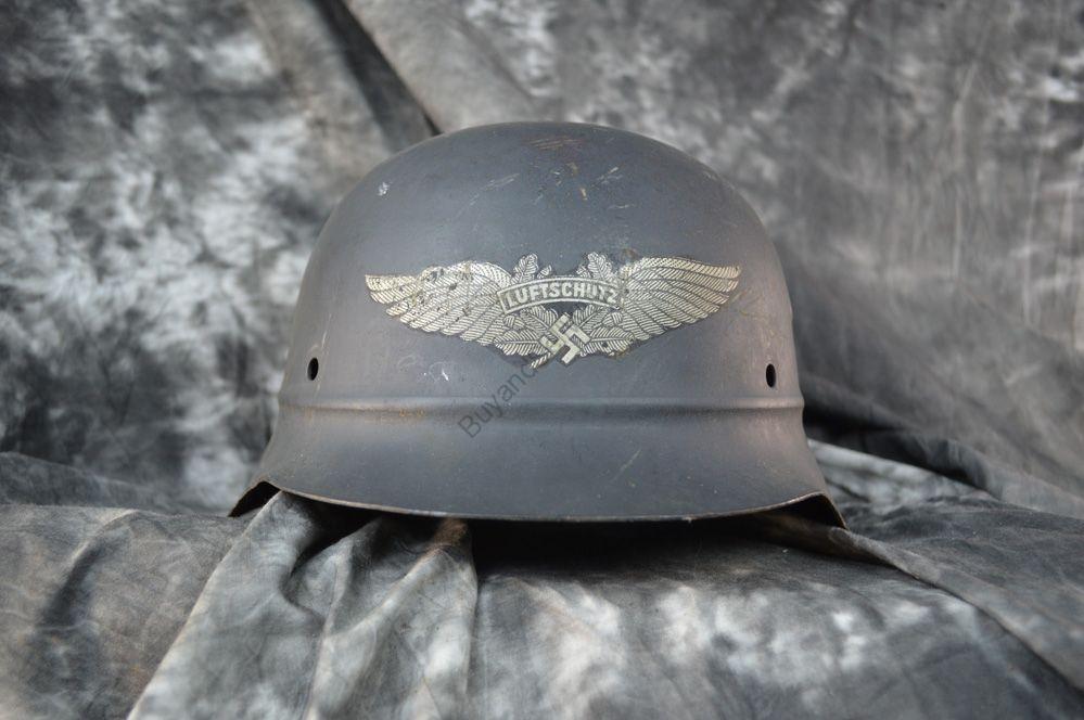 WW2 German Luftschutz beaded helmet — quality control reject