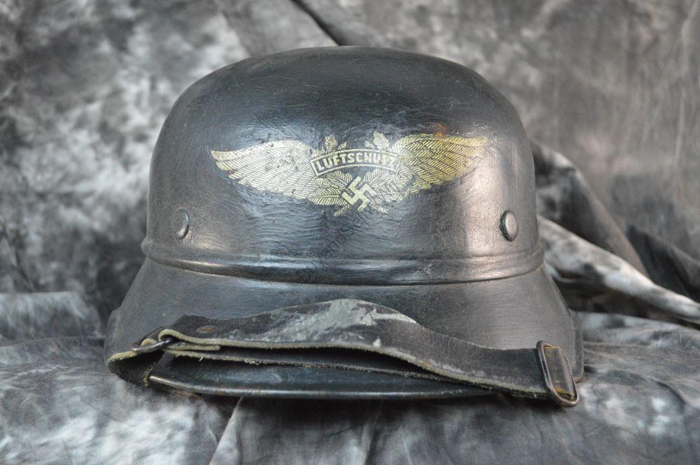 WWII German Luftschutz civil air defense helmet — front view