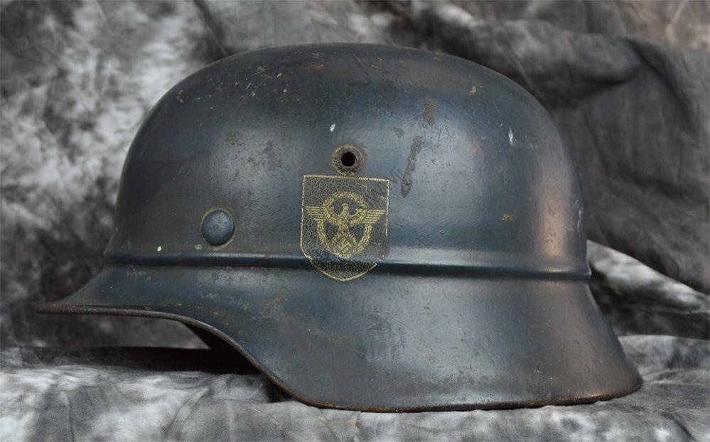 WWII German police beaded helmet