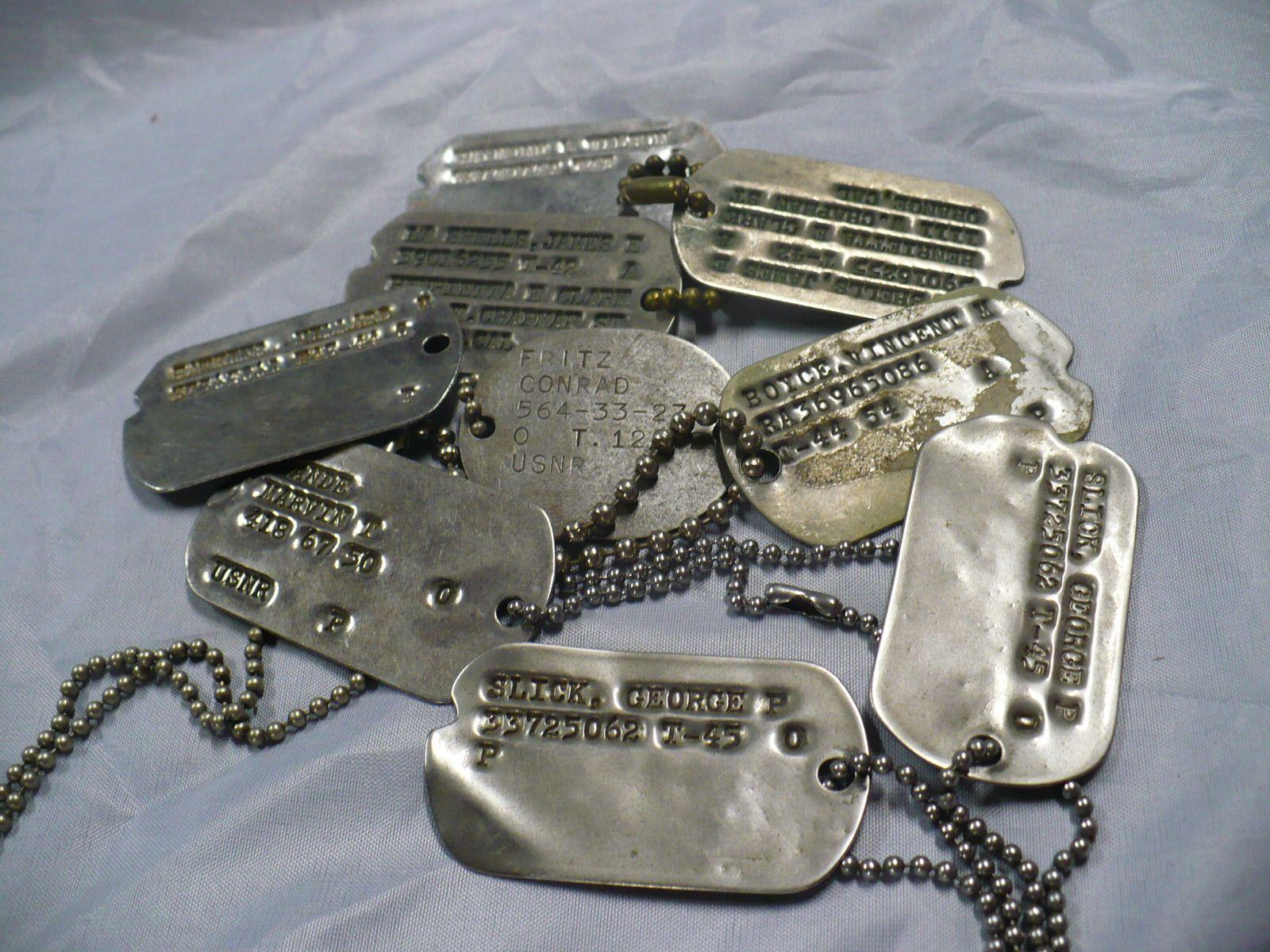 WWII US GI dogtags — stamped identification tags