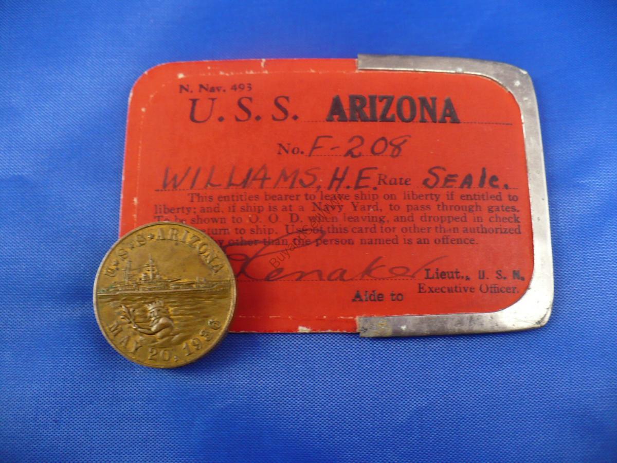 USS Arizona liberty card and shore leave token